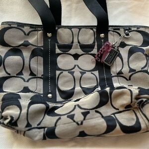 Black and gray Coach bag